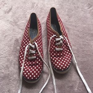 Keds red sneakers with white polka dots